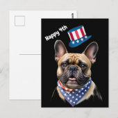Französischen Bulldoggen Amerika 4.Juli ポストカード (正面/裏面)