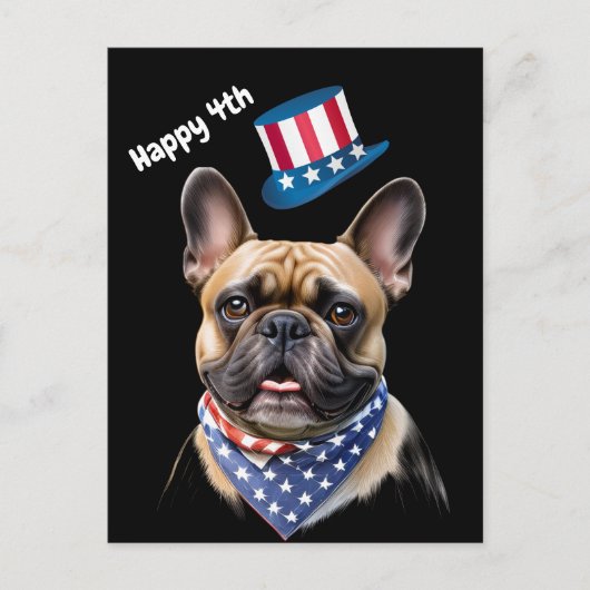 Französischen Bulldoggen Amerika 4.Juli ポストカード (正面)