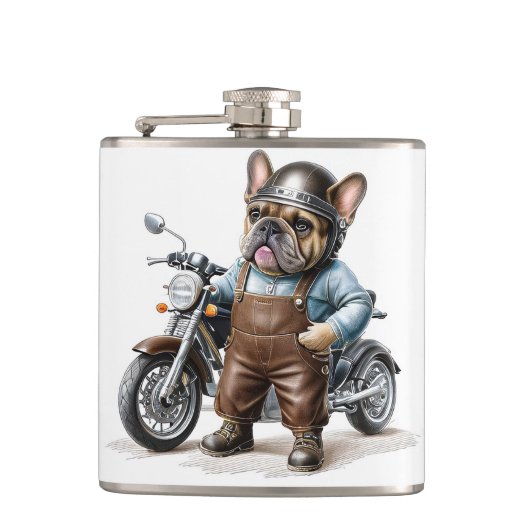 Französischen Bulldoggen Motorrad フラスク (正面)