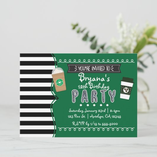 Frapコーヒーバースデーパーティー10代の招待状 招待状 (スタンド正面)