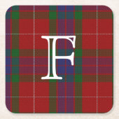 Fraserのタータンチェック格子縞のモノグラムの紙のコースター スクエアペーパーコースター (正面)