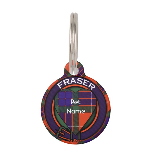 Fraserの一族の格子縞のスコットランド人のタータンチェック ペット　ネームタグ (正面)