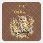Fraser Red Weathered Scottish Tartan Christmas スクエアシール (正面)