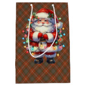 Fraser Red Weathered Scottish Tartan Christmas  ミディアムペーパーバッグ (正面)