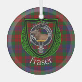 Fraser Scottish Clan Tartan & Crest ガラスオーナメント (正面)