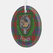 Fraser Scottish Clan Tartan & Crest ガラスオーナメント (正面左)