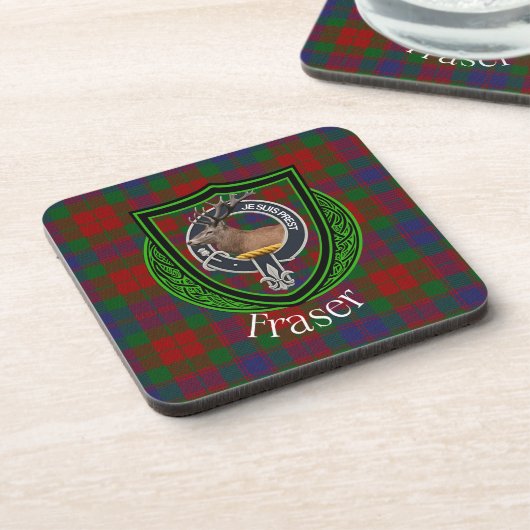Fraser Scottish Clan Tartan & Crest コースター (左側)