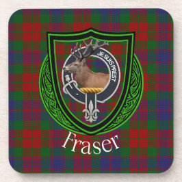 Fraser Scottish Clan Tartan & Crest コースター