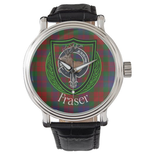 Fraser Scottish Clan Tartan & Crest 腕時計 (正面)