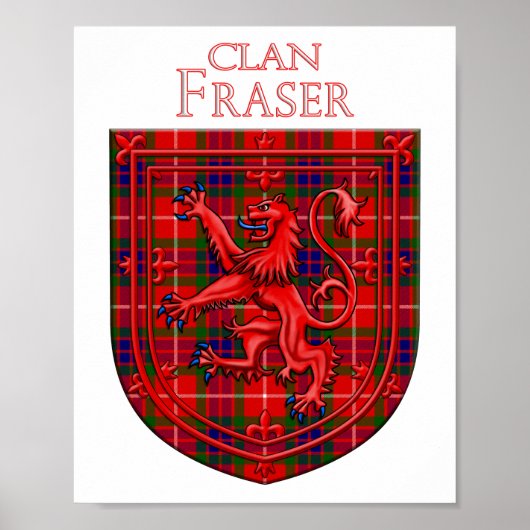 Fraser Tartan Scottish Plaid Lion Rampant ポスター (正面)