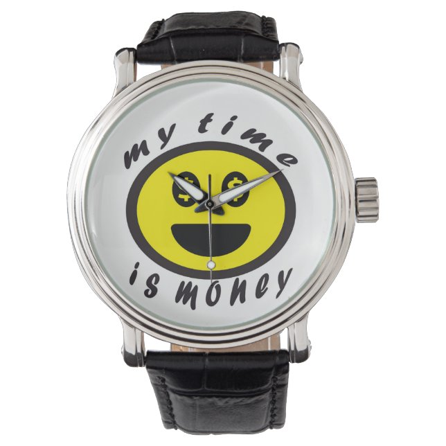 frases  positivas emoji my time is money 腕時計 (正面)