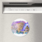 Frau mit Pferd und Schmetterling in Hand マグネット (インサイチュ (食洗機))