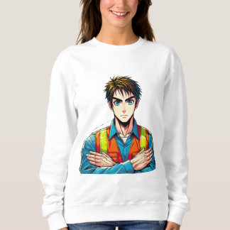 Frauen Sweatshirt mit Manga-Sicherheitsfachmann スウェットシャツ