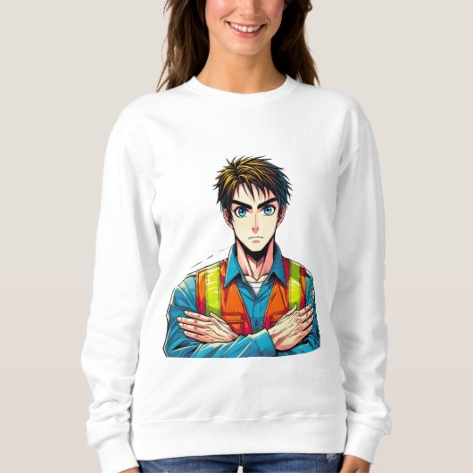 Frauen Sweatshirt mit Manga-Sicherheitsfachmann スウェットシャツ (正面)