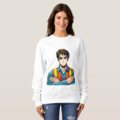 Frauen Sweatshirt mit Manga-Sicherheitsfachmann スウェットシャツ (正面フル)