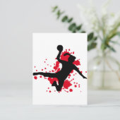 Frauenhandballのハンドボールの印 ポストカード (スタンド正面)