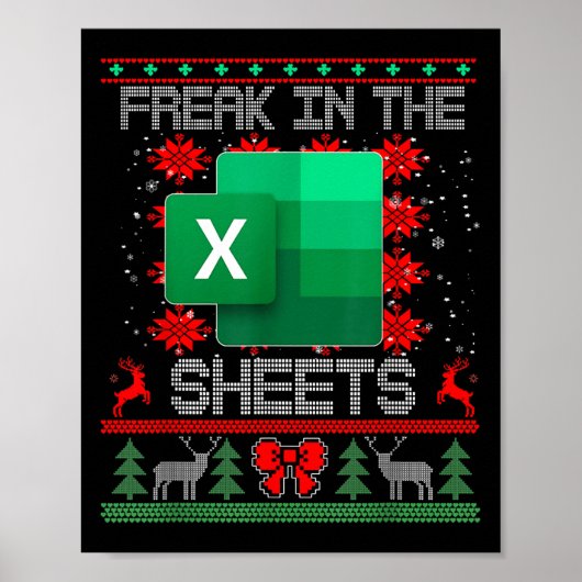 Freak In The Sheets Excel Spreadsheet Ugly Christm ポスター (正面)