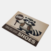Frecher Waschbär Schuhe ausziehen sauberes Haus ドアマット (アングル)