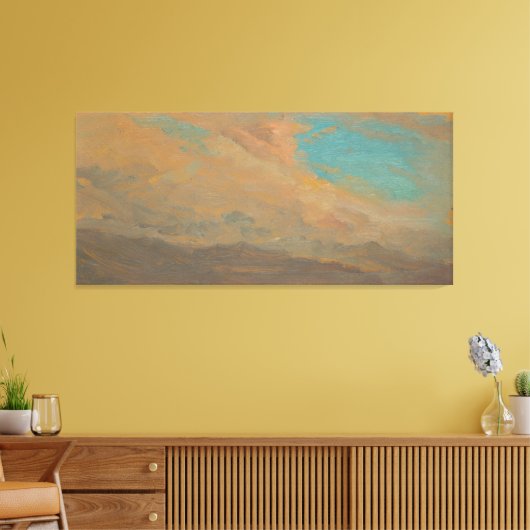Frederic Edwin Church - Cloudy Sky over Mountains キャンバスプリント (インサイチュ (リビング))