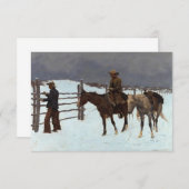 Frederic Remingtonによるカウボーイ秋 サンキューカード (正面/裏面)