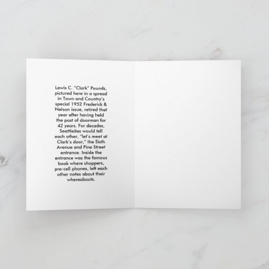 Frederick及びネルソンのドアボーイは顧客に挨拶します カード (内部)