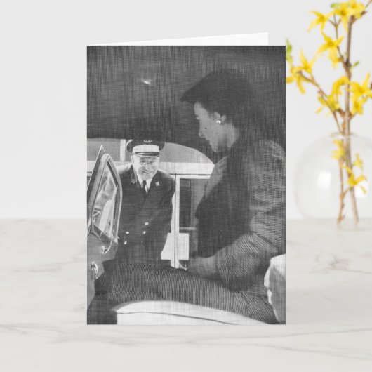 Frederick及びネルソンのドアボーイは顧客に挨拶します カード (黄色い花)