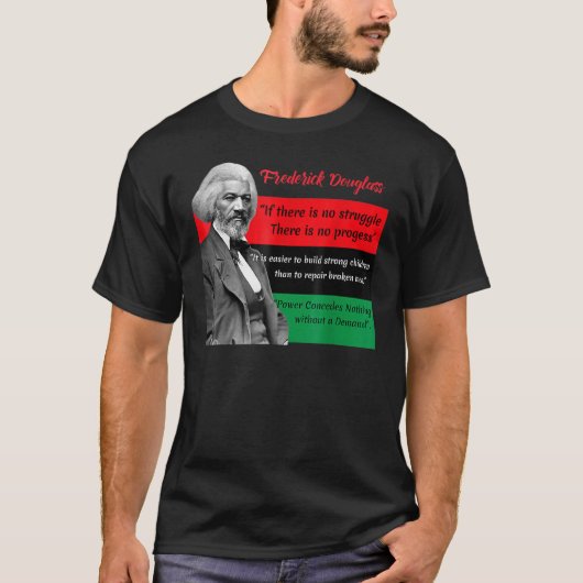 Frederick Douglass Quotes Pan African Flag Black H Tシャツ (正面)