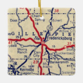 Fredericksburg TXヴィンテージマップ セラミックオーナメント (正面)