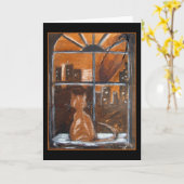 Fredrickの窓-元の芸術の挨拶状 カード (黄色い花)