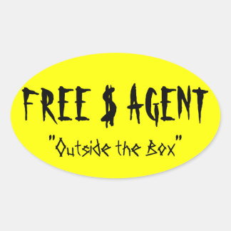 FREE $エージェントギア，黄色，楕円，シール 楕円形シール