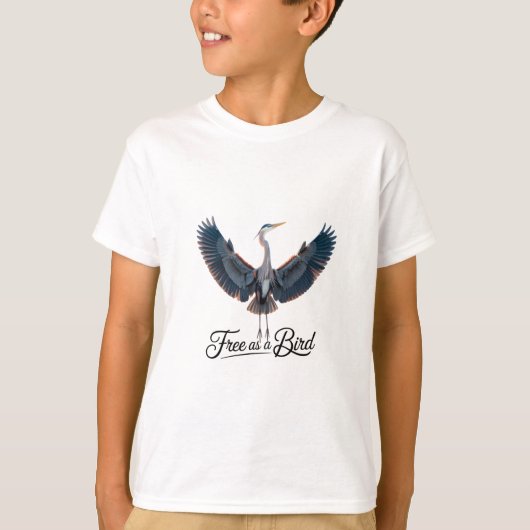Free as a Bird - Blue 威厳のある Heron in Flight Ins Tシャツ (正面)
