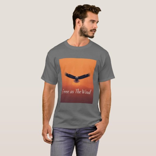 Free as the Wind | Flying Eagle Inspirational Tシャツ (正面フル)