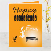 Free at Last Happy Retirement BIG Greeting Card カード (黄色い花)