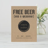 Free Beer おもしろい Save the Date Card 招待状 (スタンド正面)