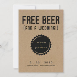 Free Beer おもしろい Save the Date Card 招待状