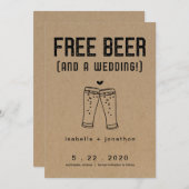 Free Beer おもしろい Save the Date Card 招待状 (正面/裏面)