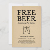 Free Beer Funny Diaper Party Invitation 招待状 (正面)
