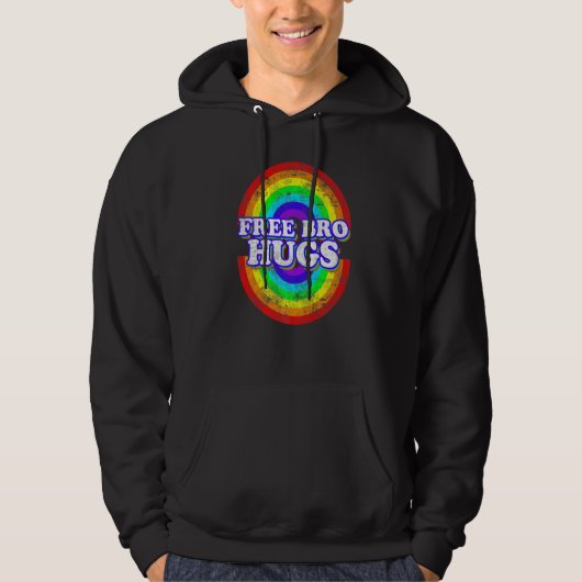 Free Bro Hugs  Rainbow Heart Lgbt Pride Month パーカ (正面)