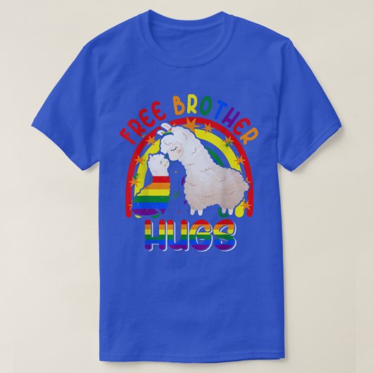 Free Brother Hugs Two Llamas Proud LGBT Rainbow Fa Tシャツ (デザイン正面)