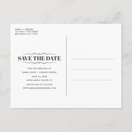 Free Cakeおもしろいの結婚写真Save the Date 案内ポストカード (裏面)