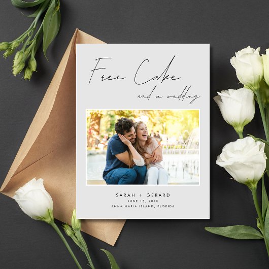 Free Cakeおもしろいの結婚写真Save the Date 案内ポストカード