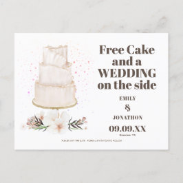 Free Cake 結婚'S On Side Boho日付を保存 案内ポストカード