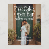 Free Cake Open Bar Retro Photo Save The Date チラシ (正面)