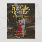 Free Cake Open Bar Retro Photo Save The Date Flyer チラシ (正面)