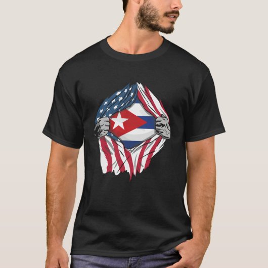 Free Cuba American Flag Cuba Flag Design Cubano Tシャツ (正面)
