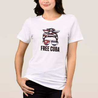 Free Cuba – Cuban Freedom Protest Woman トライブレンドTシャツ