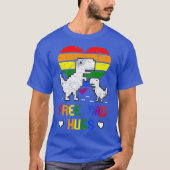 Free Dad Hugs Dinosaur Tre Dino LGBTQ Pride Re Tシャツ (正面)