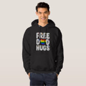 Free Dad Hugs LGBT Flag Support LGBTQ Gay Pride Ra パーカ (正面フル)
