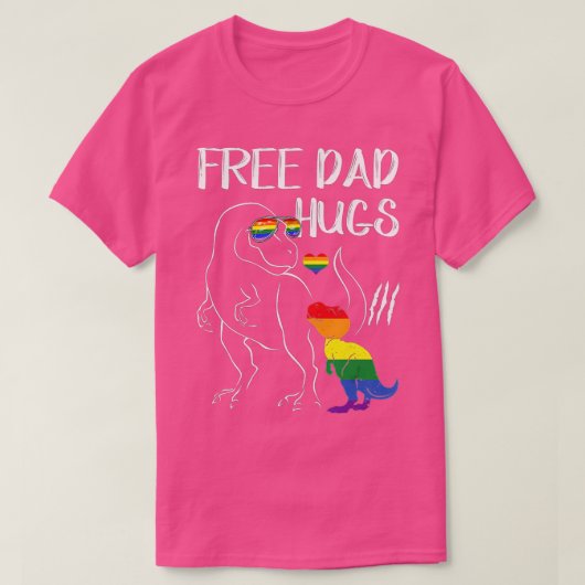 Free Dad Hugs LGBT Pride Dad Dinosaur Rex Gift Tシャツ (デザイン正面)