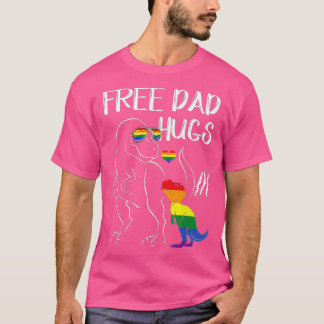 Free Dad Hugs LGBT Pride Dad Dinosaur Rex Gift Tシャツ